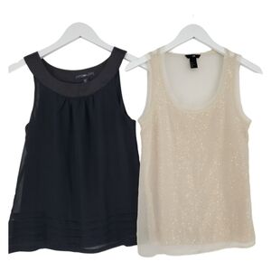H & M Tank Bundle Size 4 in Black and Cream Gold Sequins Layering Shells
